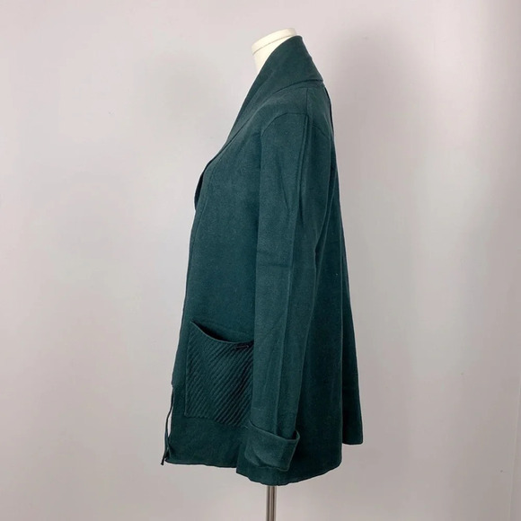Magaschoni Fringe Open Front Cardigan in Emerald Green size small - Picture 4 of 13
